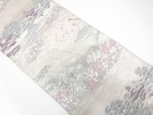 アンティーク　八ッ橋に花模様織り出し袋帯（材料）